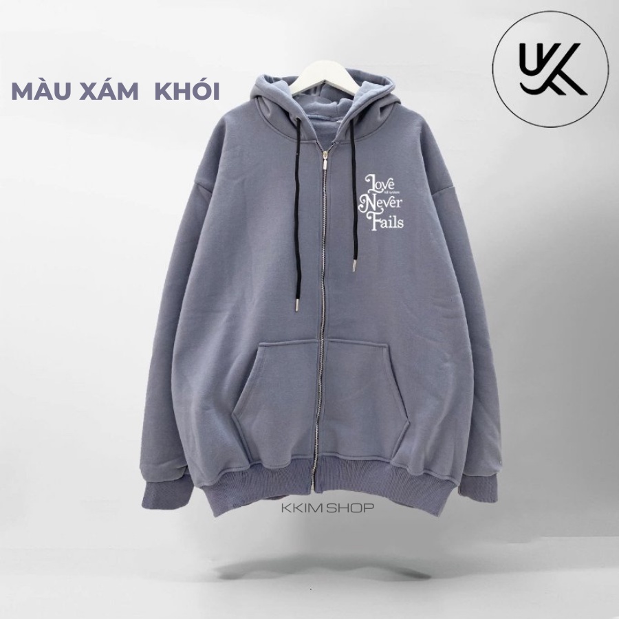 Áo Nỉ HOODIE ZIP Kill System Love Never Fails, Áo khoác hoodie dây kéo unisex nam nữ form rộng oversize nỉ bông cao cấp