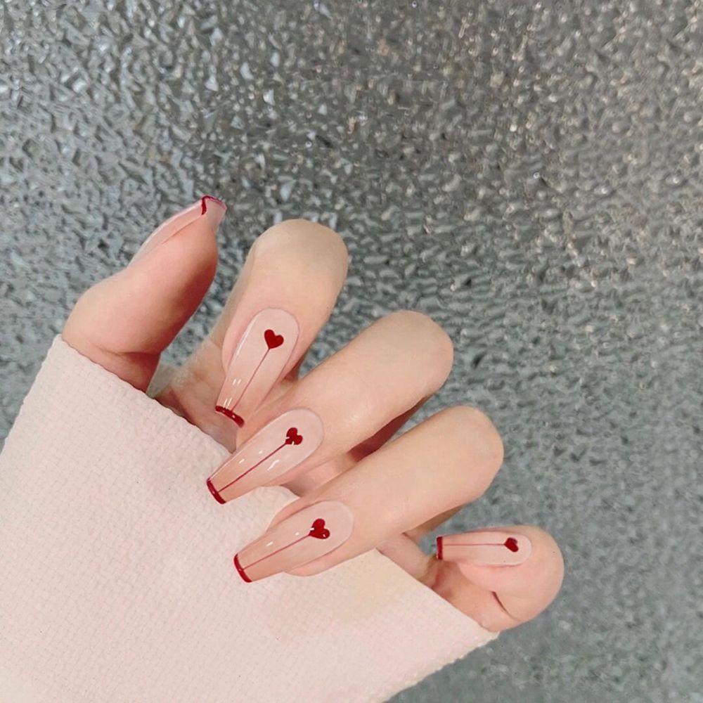 [Hàng mới về] Set 24 móng tay giả kiểu hình thang vuông kích thước đầy đủ dễ tháo thời trang