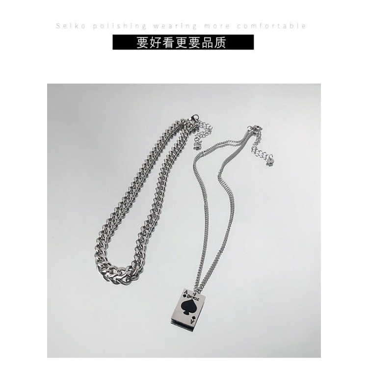 Niche Dây Chuyền Hai Lớp Hình Thẻ Bài Hát Lạnh Phong Cách Hip Hop Cho Nam Và Nữ