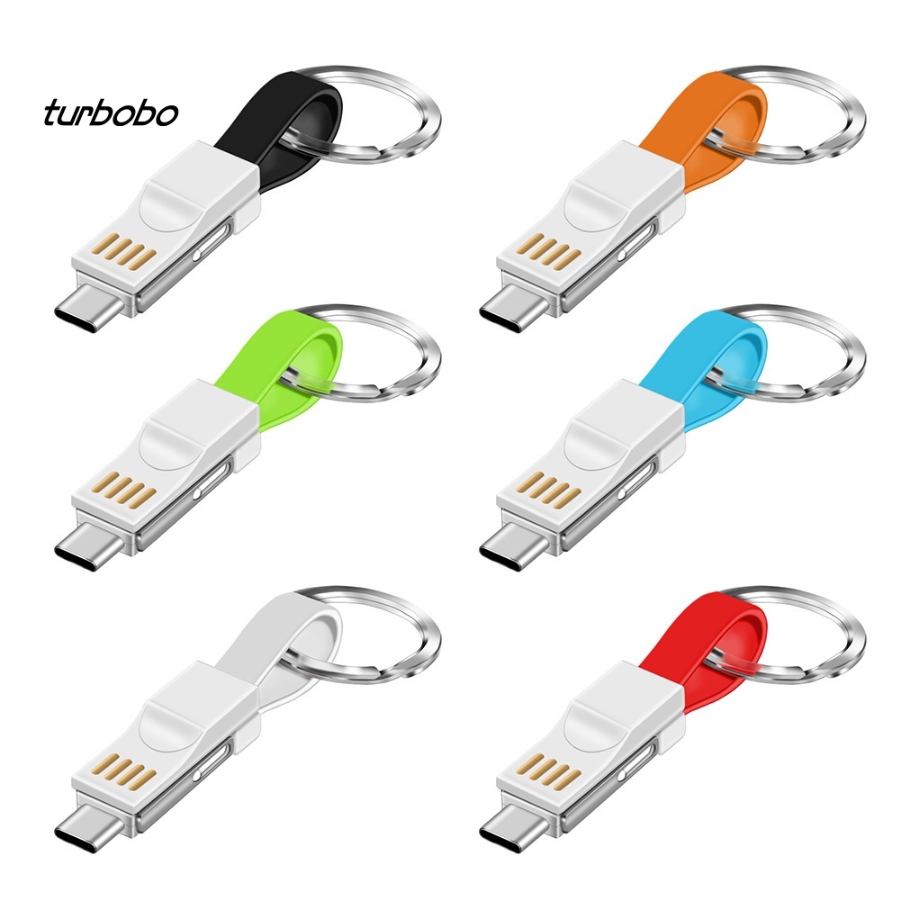 Dây Cáp Sạc 3 Trong 1 Micro Usb Type-C Có Móc Khóa Cho Điện Thoại Android Iphone