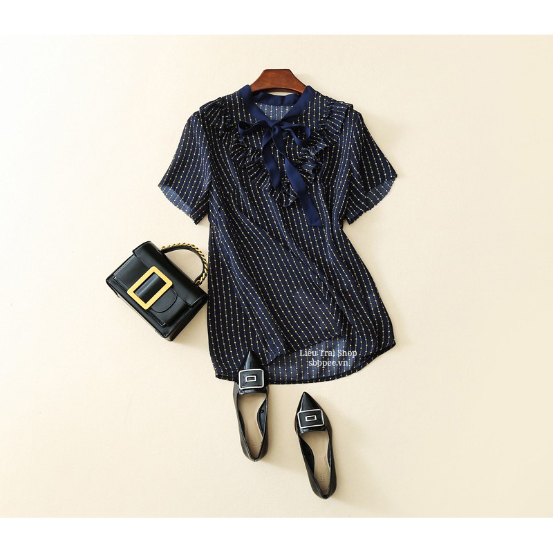 Áo voan kiểu cổ nơ vải chiffon big size