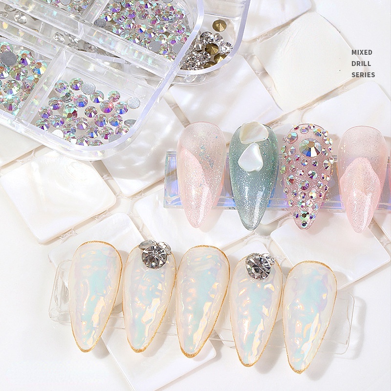 [Hàng mới về] Hộp đá pha lê ab nhiều hình dáng đặc biệt dùng trang trí móng nghệ thuật