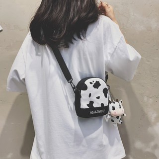 Túi Đeo Vai Vải Canvas Họa Tiết Bò Sữa Dễ Thương Kiểu Retro Hàn Quốc Thời Trang 2022 Cho Bạn Gái