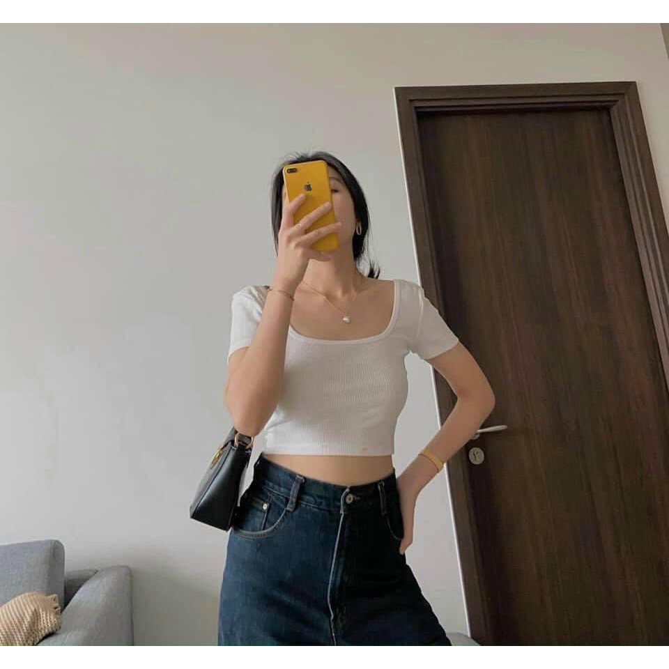 ÁO CROPTOP KIỂU THUN GÂN PHỐI KIỂU CỘT NƠ SAU LƯNG SIÊU HOT nana store hn