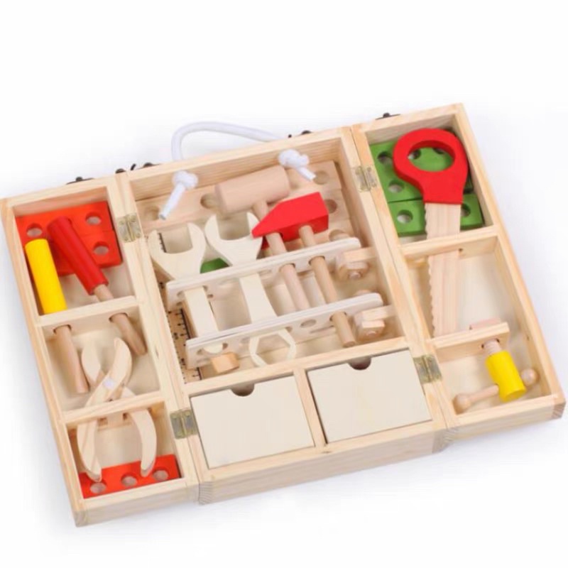 Đồ chơi hộp công cụ gỗ cho bé tập làm kỹ sư sửa chữa - tủ ốc vít