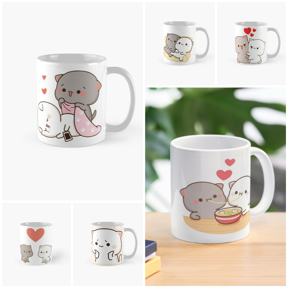 Cốc sứ ly sứ in hình Mochi cat cute cốc uống nước
