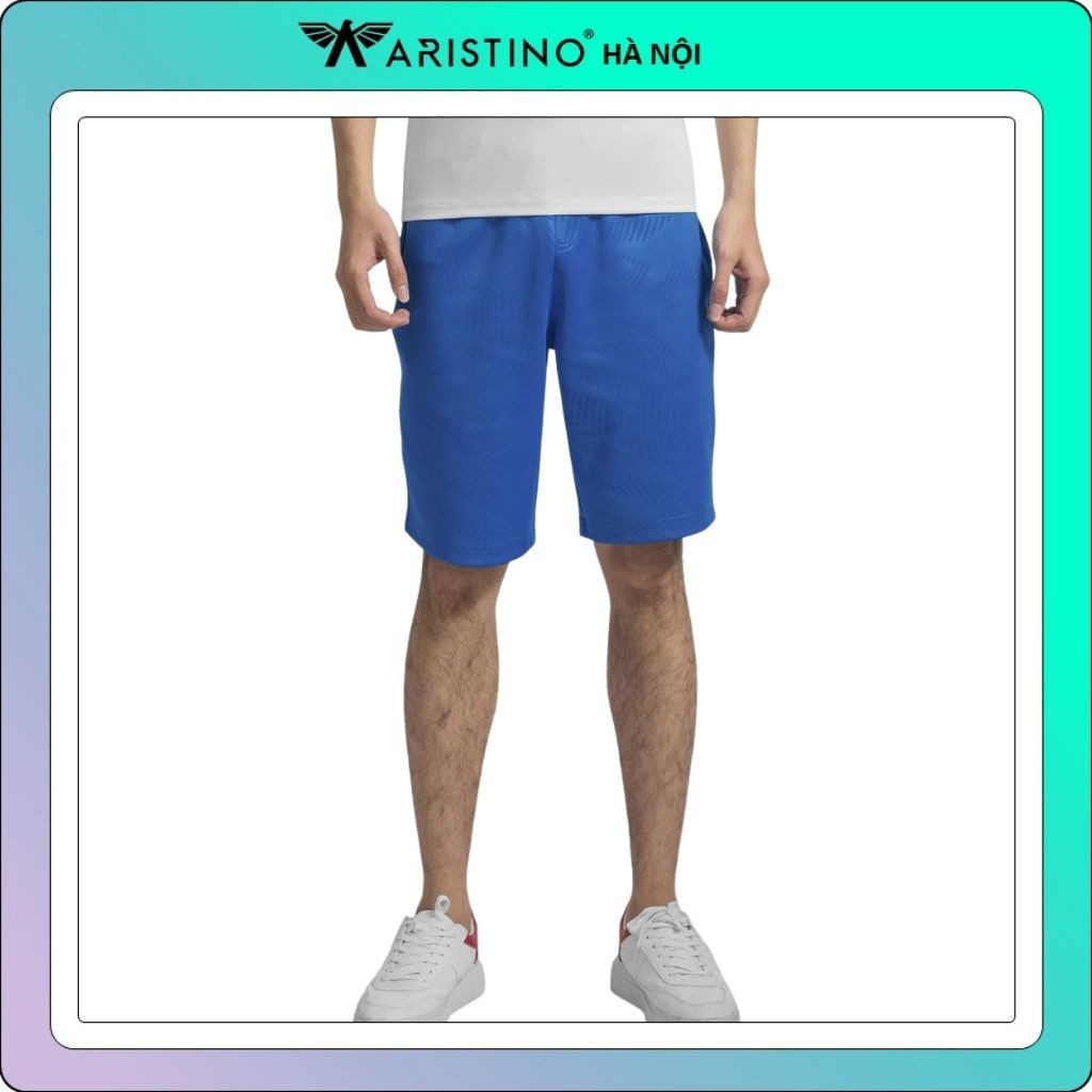 Quần short thể thao ARISTINO- aso056s9 cạp chun vân ép cao tần không nhăn
