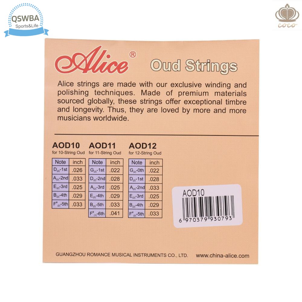 Bộ Dây Nylon Lõi Nylon Mạ Bạc 12 Dây Qswba Alice AOD12 (G-D-D-A-E-B-F) (.022-.033) .my | BigBuy360 - bigbuy360.vn