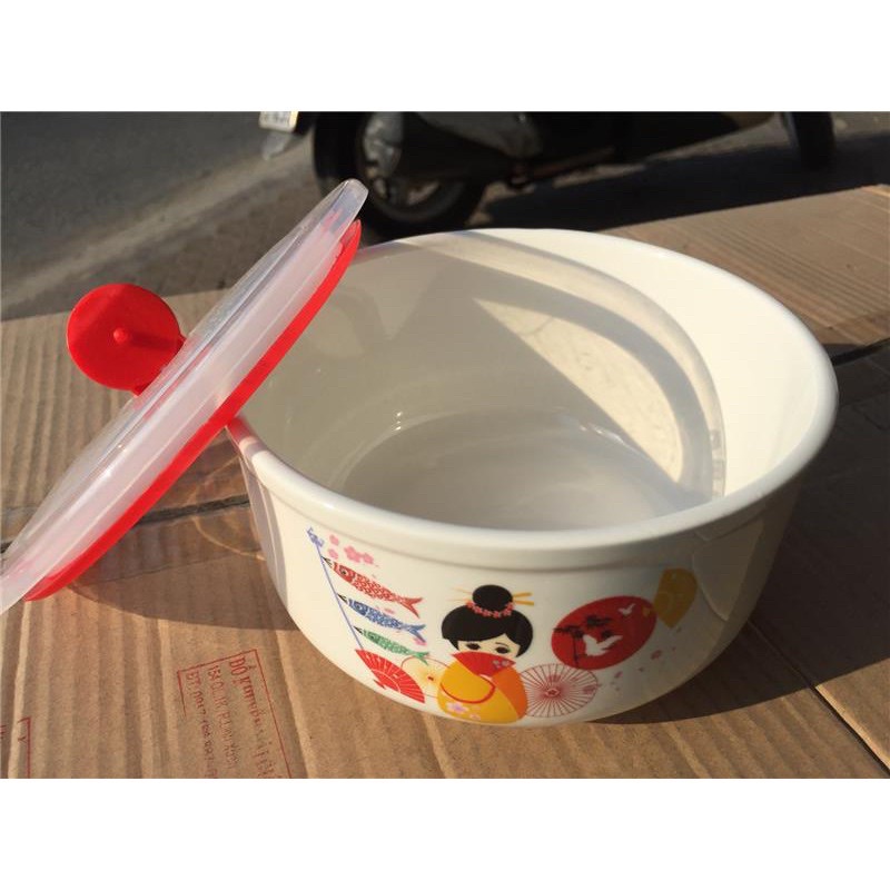 Thố Sứ Có Nắp 6inch 16cm - Hoa Văn Ngẫu Nhiên - Tô Sứ Tráng Men Cao Cấp - Hộp Đựng Thực Phẩm, Hộp Mang Cơm