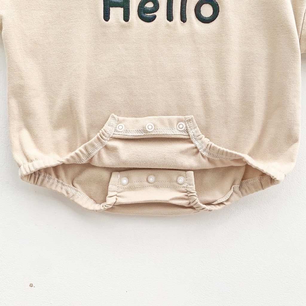 Bộ Áo Liền Quần Tay Dài In Chữ Hello Dành Cho Bé 0-24 Tháng Tuổi