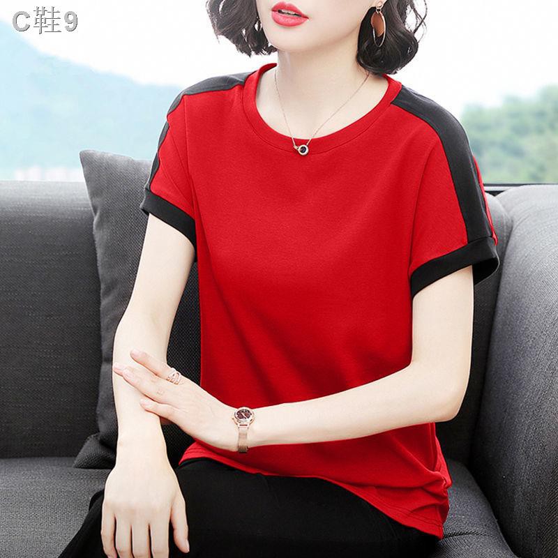 cotton 2021 spring and summer new short-sleeved t-shirt female Korean version stitching loose Slimming plus size half-s