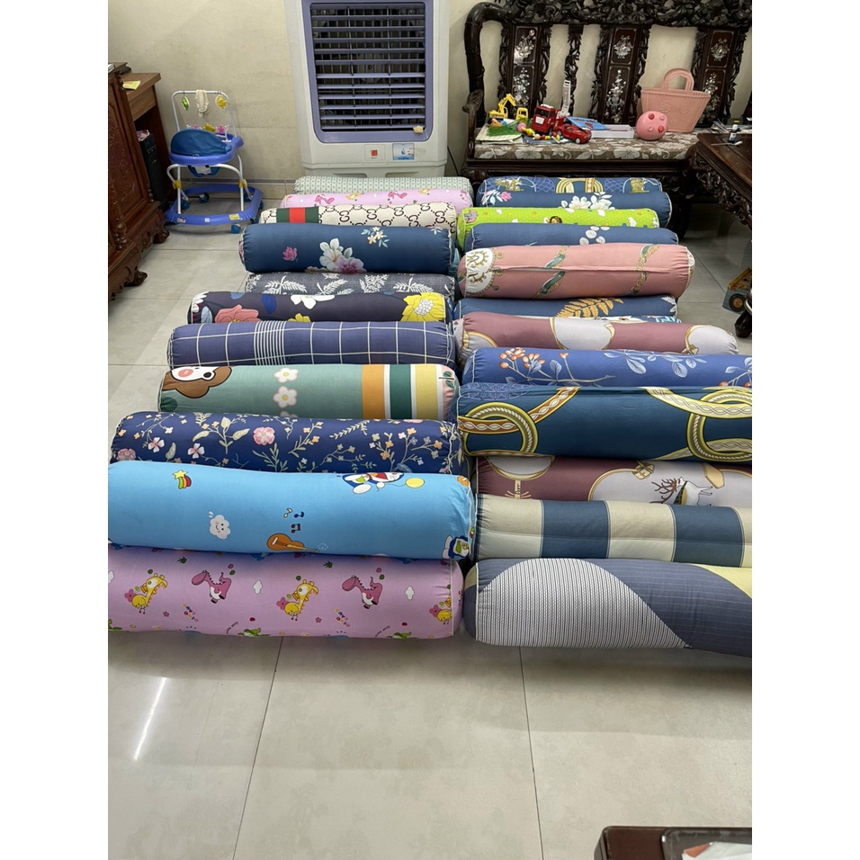 Vỏ gối ôm kéo khóa cotton 100% kích thước 33x105cm, áo gối ôm dây kéo nhiều màu cho bé người lớn