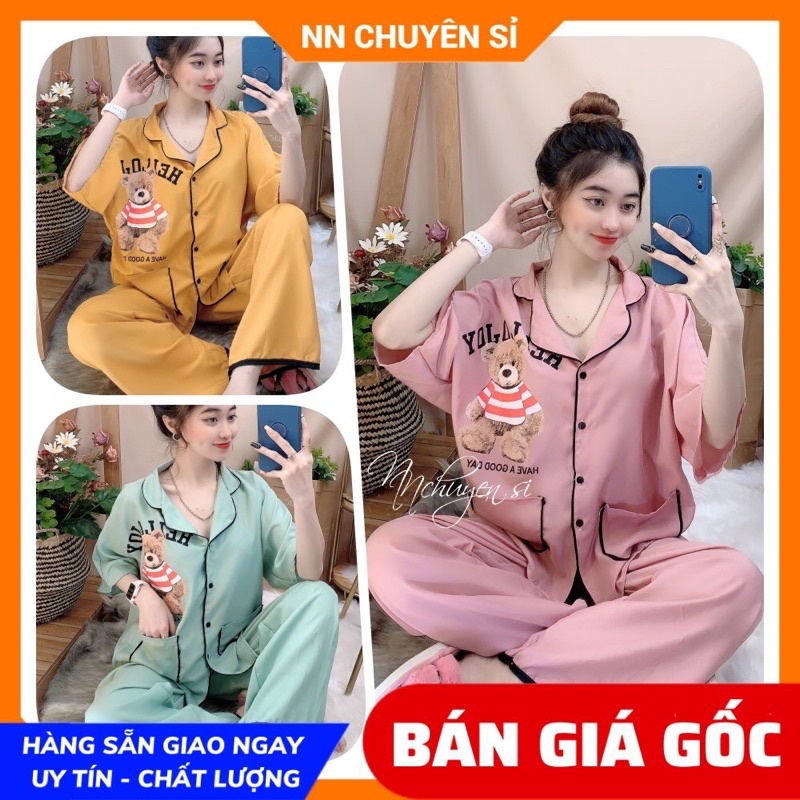 Đồ bộ nữ mặc nhà tay cánh dơi phom 60kg Vải kate mềm in hình hoạt hình dễ thương DBKIHT39