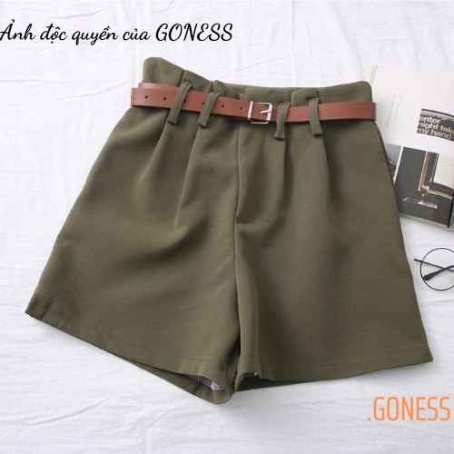 Quần short nữ Goness cạp cao chất vải vintex cao cấp có kèm đai mặc tôn dáng | BigBuy360 - bigbuy360.vn
