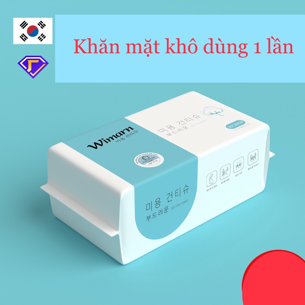 Khăn lau mặt khô dùng 1 lần WIMARN Pure Cotton Towel công nghệ của Hàn Quốc.