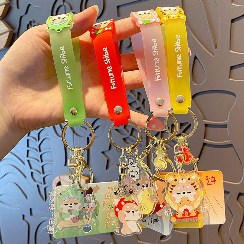 Móc Chìa Khóa Bằng Acrylic In Họa Tiết Hoạt Hình Chó Shiba Inu Dễ Thương