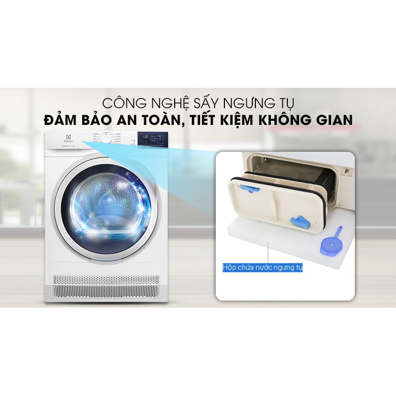 Máy sấy ngưng tụ Electrolux 8 Kg EDC804CEWA- Hàng chính hãng