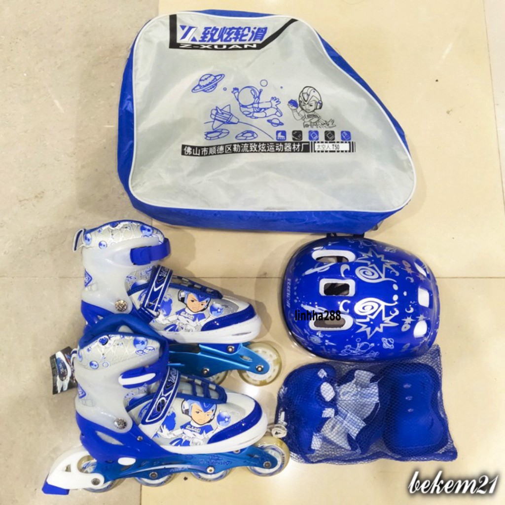 (SÁNG 8 HÀNG BÁNH) Giày Trượt Patin Phát Sáng Sport Trẻ Em - Batin Người Lớn QF Thế Hệ Mới (TẶNG KÈM 2 THANH CỜ LÊ)