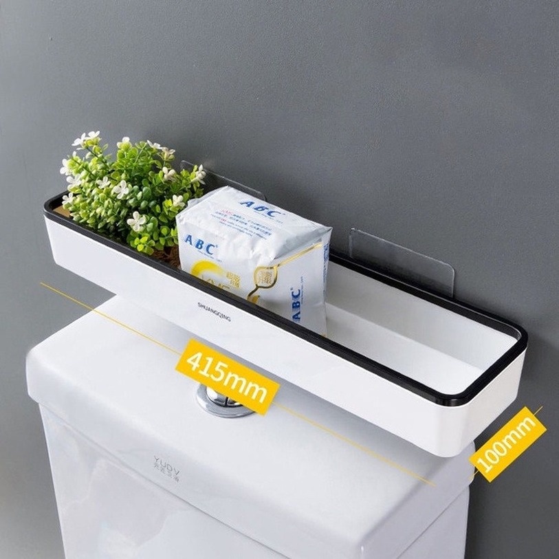 Giá kệ nhà tắm 41.5 * 10cm Kệ chữ nhật dán tường cao cấp, đa năng cho phòng tắm, nhà bếp / không cần khoan tường Kệ Đựng Đồ Nhà Vệ Sinh Dán Tường -Cao cấp, Cực đẹp