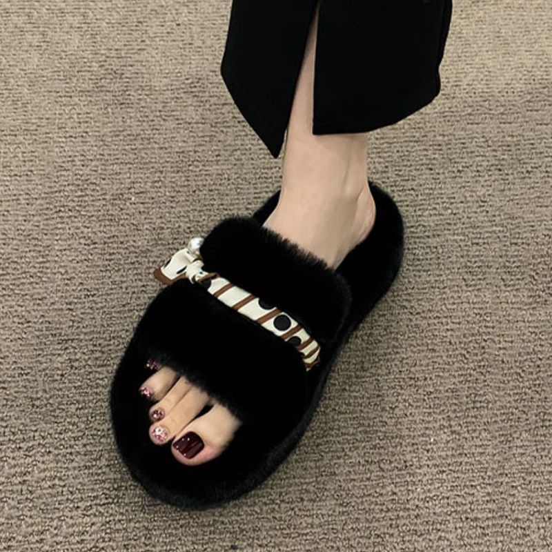 Dép Bông Cotton Đế Dày Thoải Mái Thời Trang Thu Đông Mới Cho Nữ