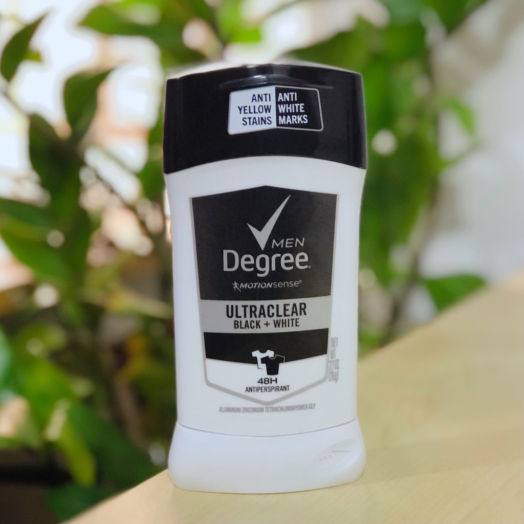Lăn khử mùi 🌟Degree men🌟  motionsense Ultraclear black + white 76g  tránh ố vàng áo chính hãng