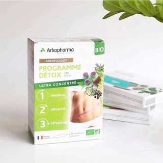 Detox thải dộc gan, thải độc thận, thải độc da- Arkopharma 30 ống, hàng Pháp