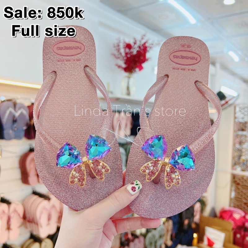 dép HVN nhũ tím mix charm