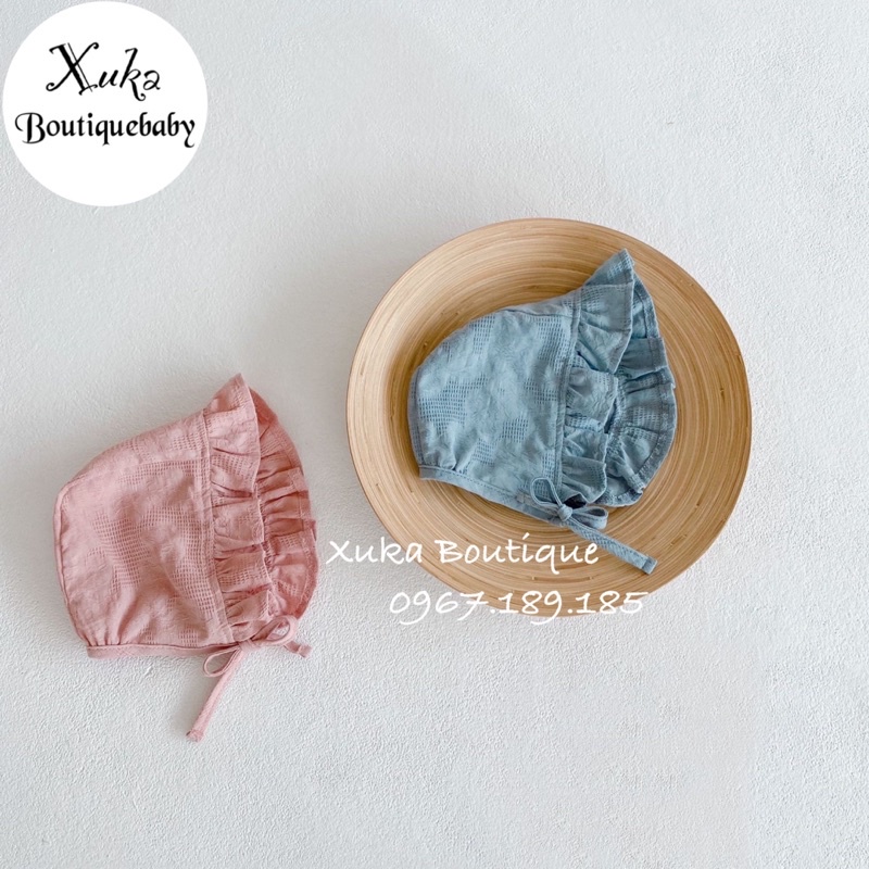 Set Bodysuit Dài Tay Cổ Nhung Cherry Kèm Mũ Bé Gái Dễ Thương - Xuka Boutique - Quần Áo Trẻ Em phong cách Hàn Quốc