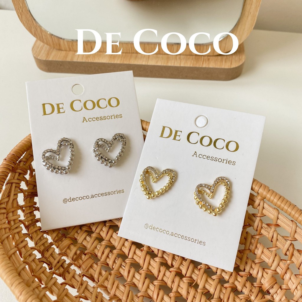 [Mã FASTGRET4 giảm 10% đơn 99K] [Mã FASHIONT4FA2 giảm 10K đơn 50K] Khuyên tai Double Heart De Coco