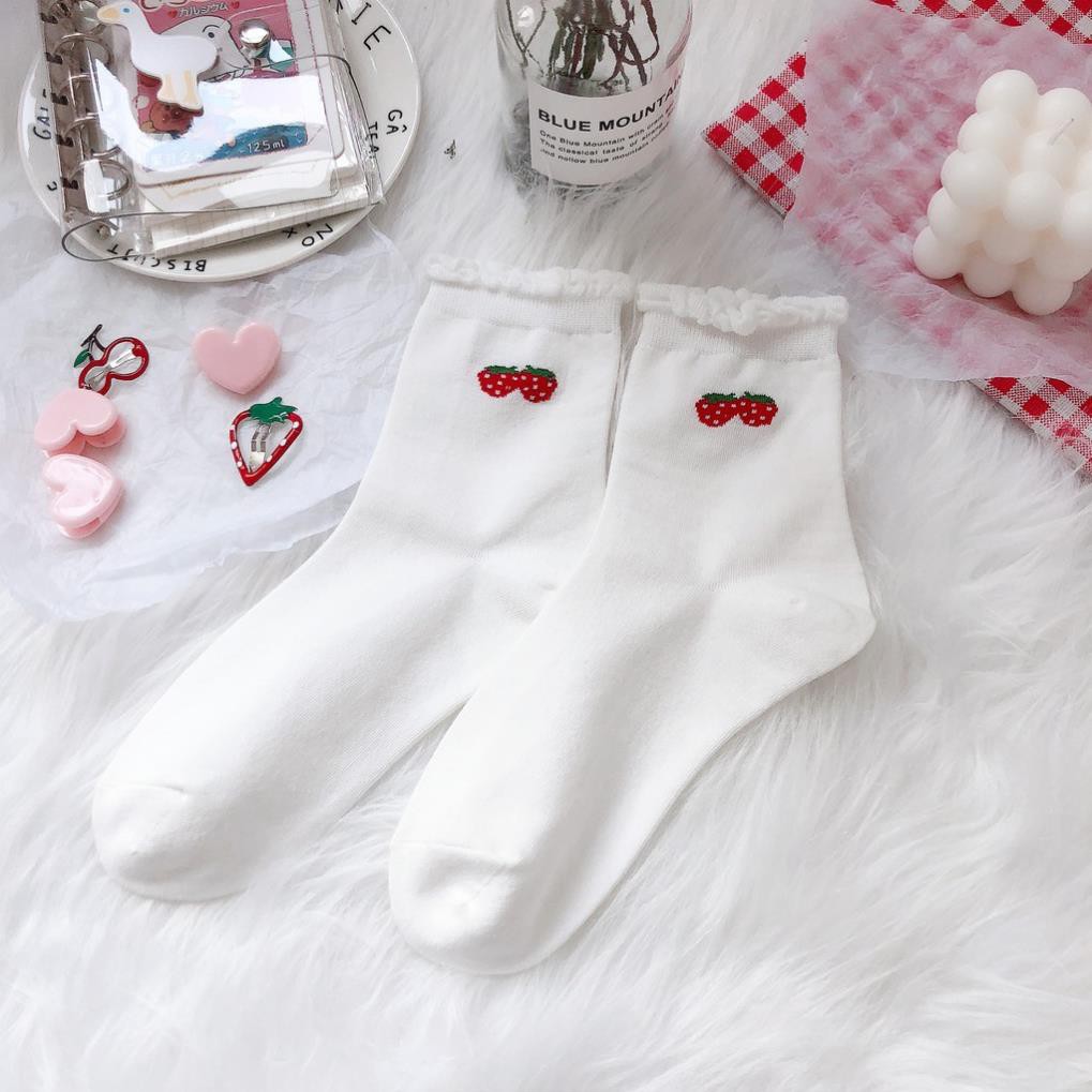 Tất Cổ cao nữ Dễ thương In hình Hoạt hình Hàn Quốc Vớ cao cổ nữ Cotton Cute Ulzzang Nhật Bản