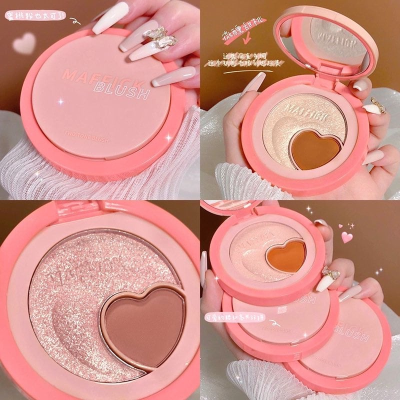 Bảng má hồng &amp; highlight Maffick Sweet Milk Peach Two-Tone Blush