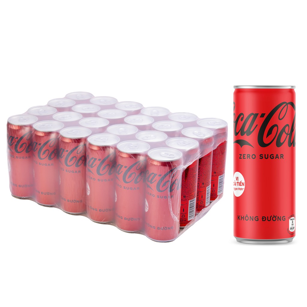 Lốc 24 Lon Nước Giải Khát Không Đường Coca-Cola Zero 320mlx24