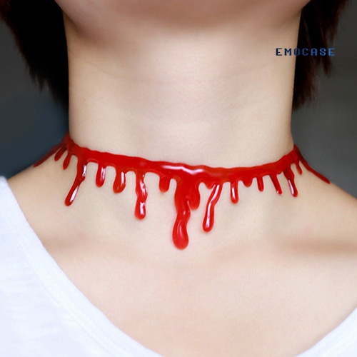 Vòng Cổ Choker Họa Tiết Máu Không Đều Phong Cách Halloween