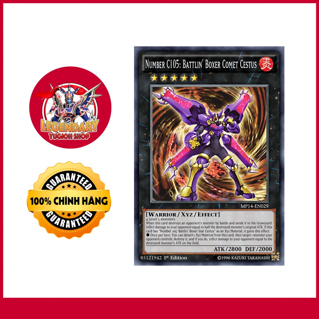 [Thẻ Bài Yugioh Chính Hãng] Number C105: Battlin' Boxer Comet Cestus