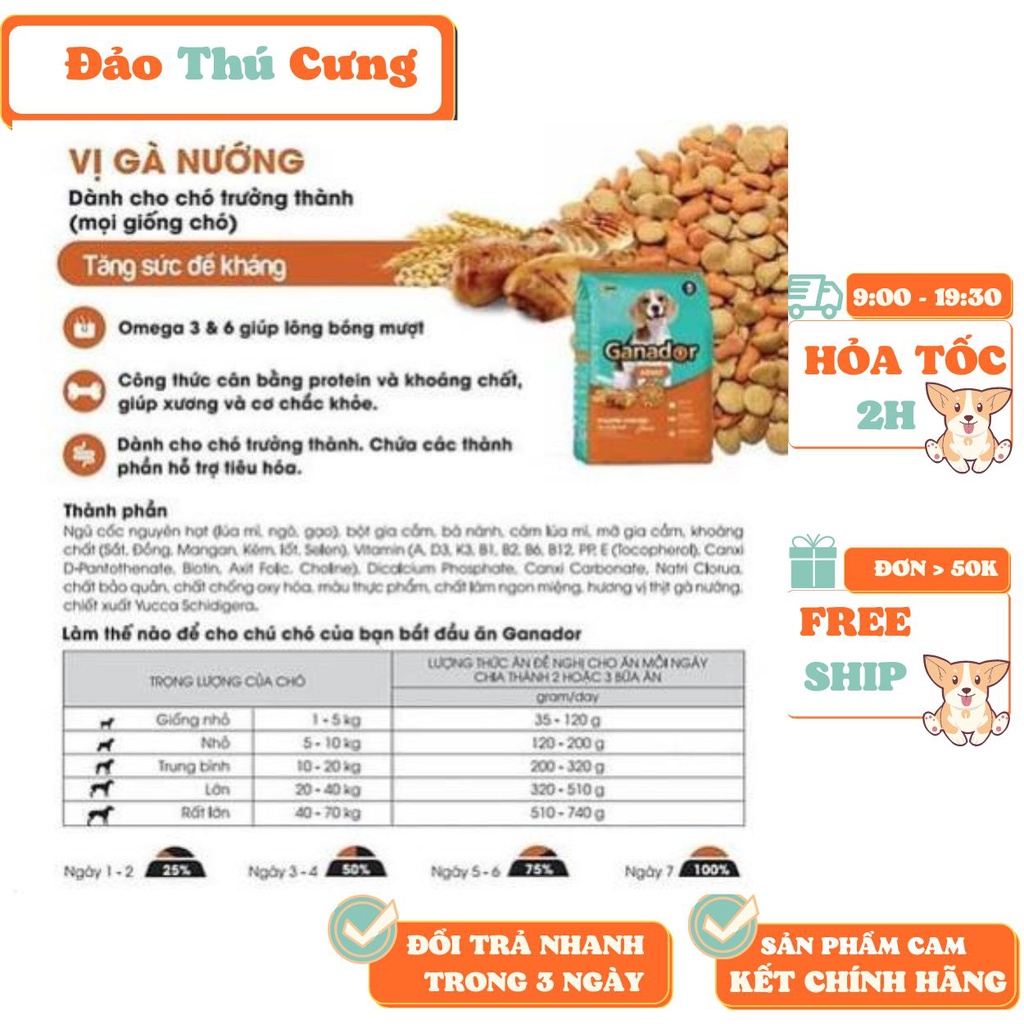 [3kg] Hạt Ganador Cho Chó Trưởng Thành Vị Gà Quay