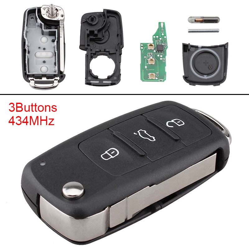 Vỏ Chìa Khóa Điều Khiển Từ Xa 434MHz Cho VolksWagen / Beetle / Caddy