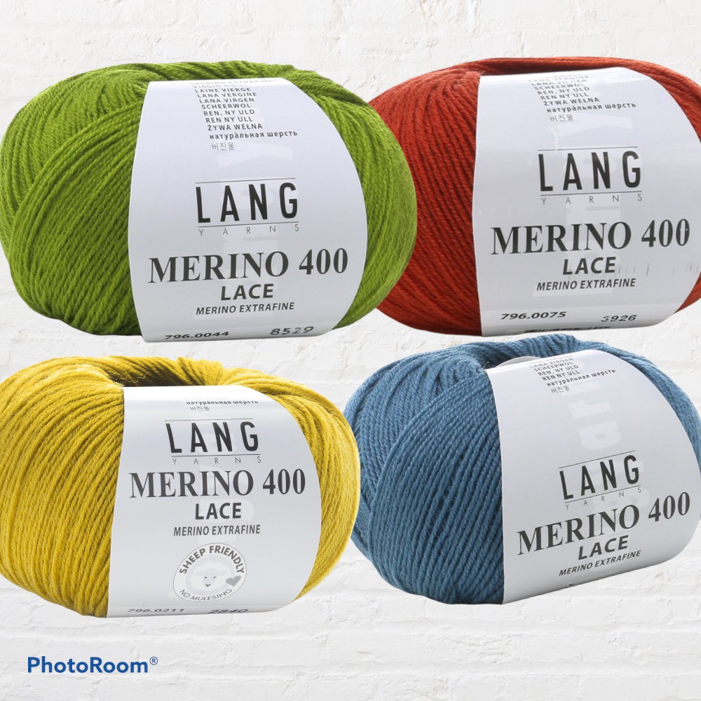 Cuộn len sợi nhỏ lông cừu Yarn Wool Lang Merino Lace 400