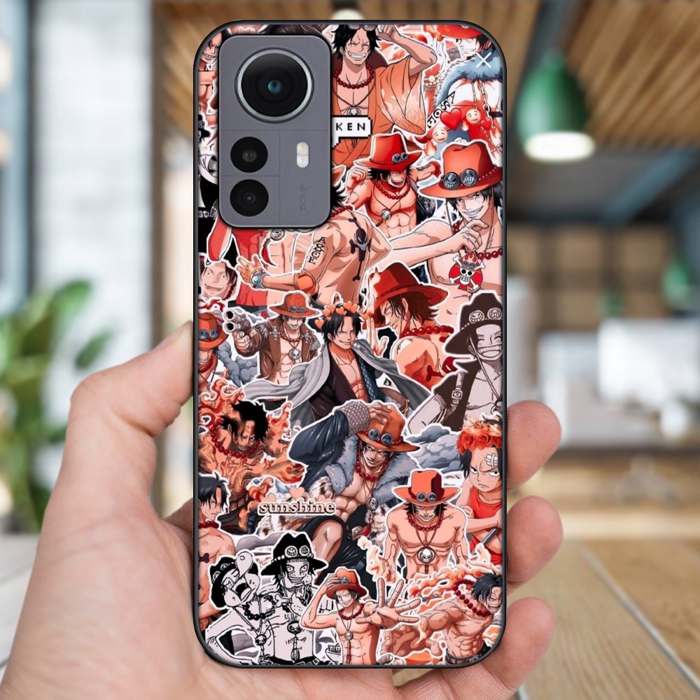 Ốp lưng Xiaomi 12 viền đen in hình Ace One Piece