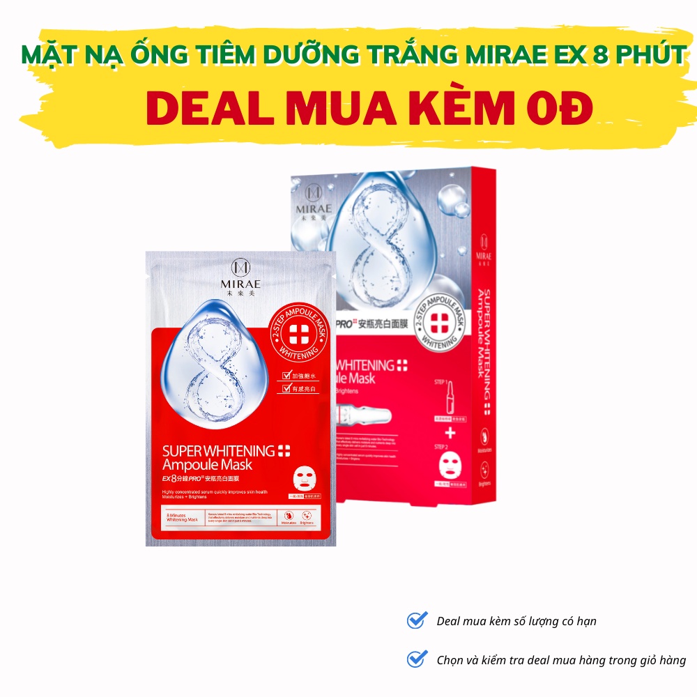 Mặt Nạ Dưỡng Trắng MIRAE EX8 Phút Làm Mờ Thâm, Cung Cấp Độ Ẩm Mặt Nạ Ống Tiêm Dưỡng Trắng Cấp Tốc 1.5ml/ống, 20ml/miếng