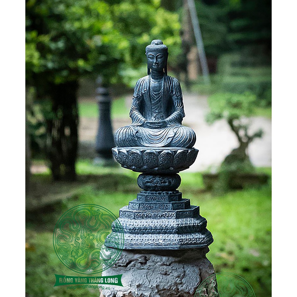 Tượng A Di Đà thời Lý 24cm – Màu Đá