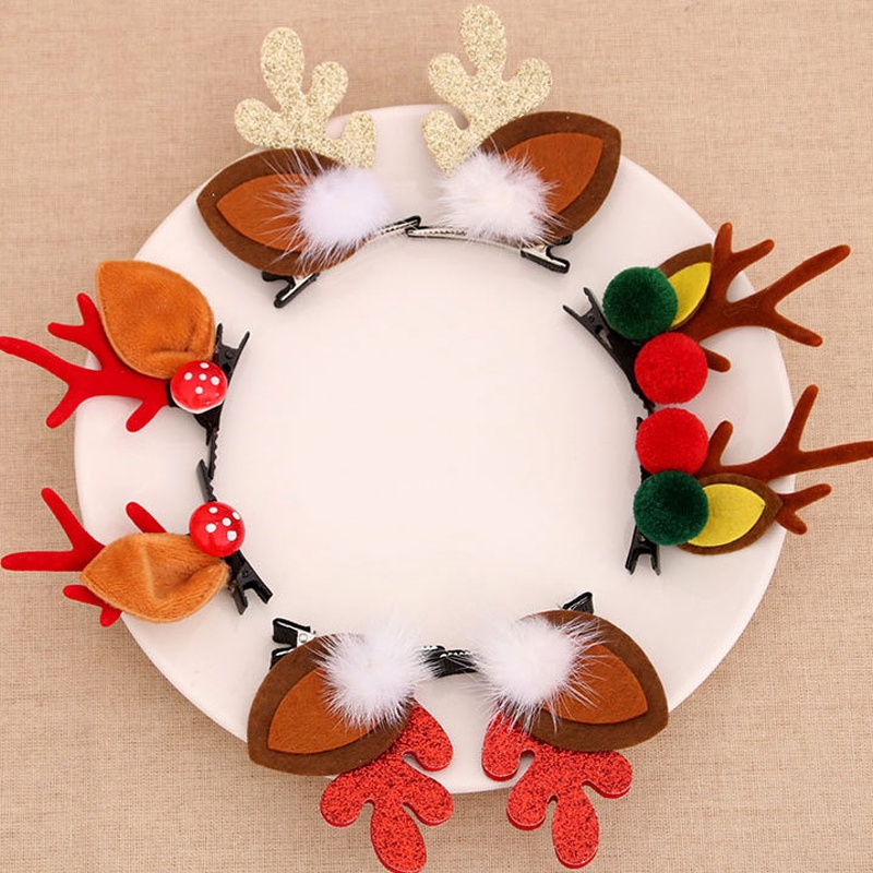 Kẹp tóc hình sừng hươu hoạt hình phong cách giáng sinh