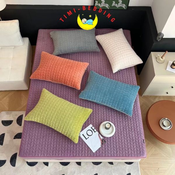 Ga gối nỉ nhung sữa mẫu mới năm 2022 mềm mại, êm ái và sang trọng - Timibedding