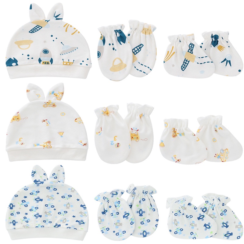 Set 9 món đồ gồm nón + găng tay + vớ chân dễ thương cho bé sơ sinh 0-6 tháng tuổi