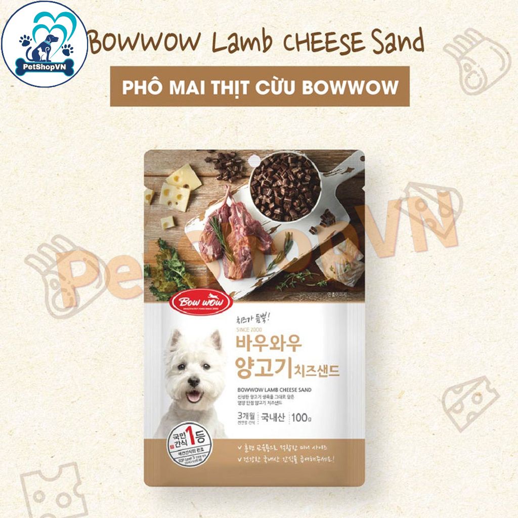 Bánh Thưởng Phô Mai Thịt Cừu Cho Chó BOWWOW Túi 100G