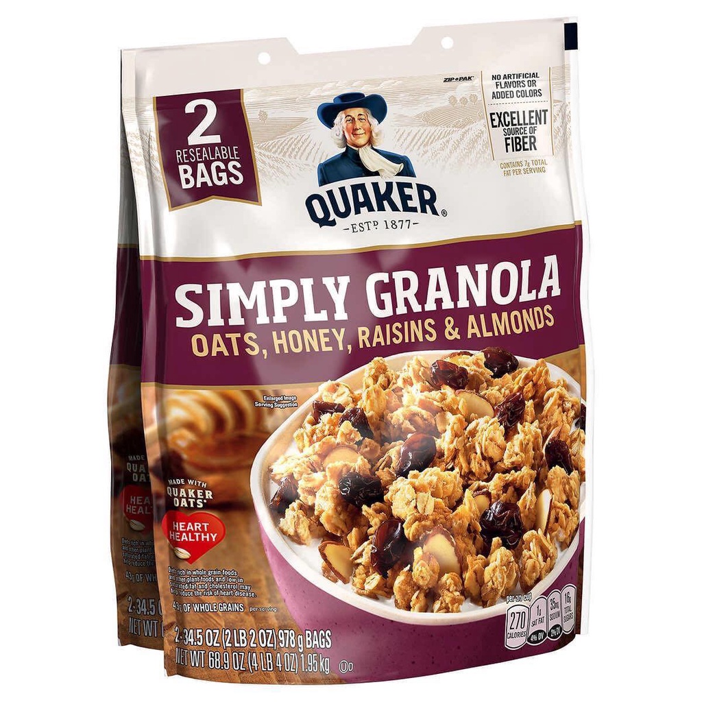 Ngũ Cốc Ăn Kiêng Quaker Simply Granola Mỹ - Gói 978gG