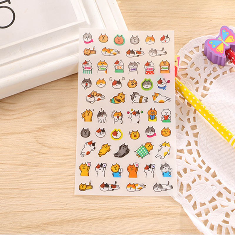 Bộ 6 tờ sticker hình mèo
