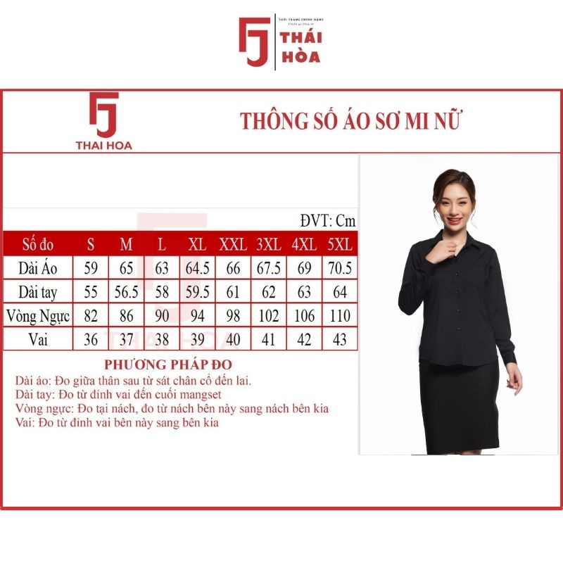Áo sơ mi nữ đen tay dài kiểu công sở đẹp cao cấp vải sợi tre Thái Hoà 8919-15-01