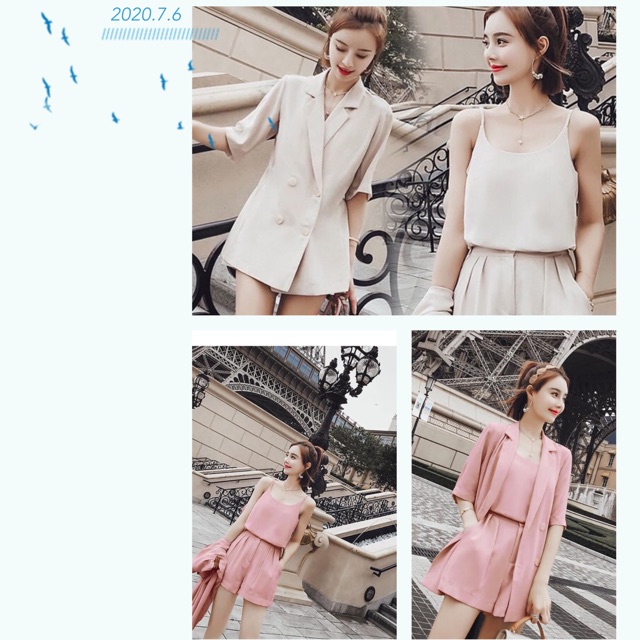 (Hàng Quảng Châu) SET VEST NỮ 3 CHI TIẾT