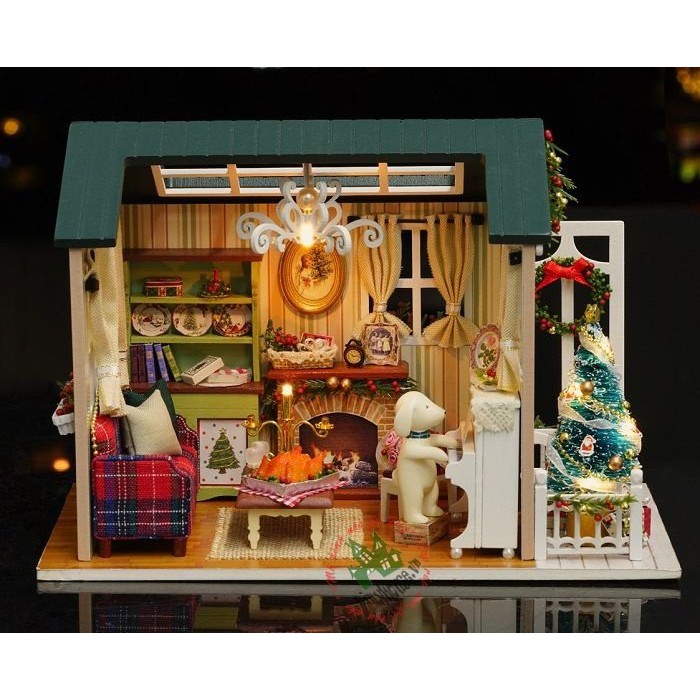 Bộ mô hình nhà gỗ DIY:Holiday Times 8009 D - Kèm Mica+Keo Rán