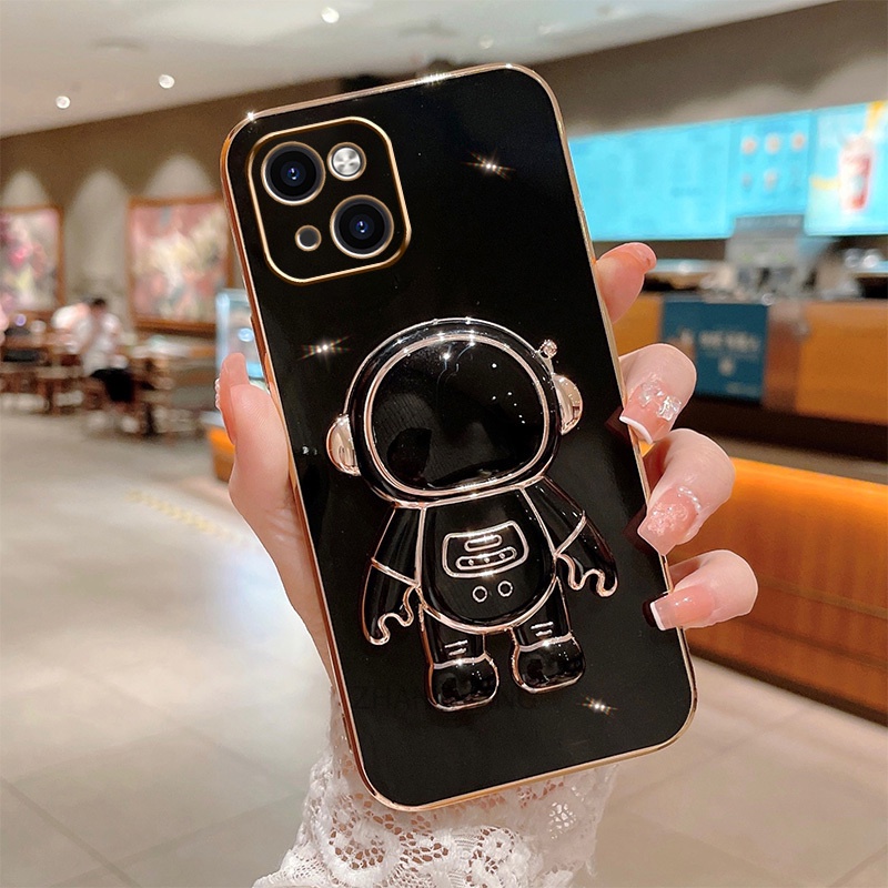 Ốp lưng iPhone 13 13 PRO 13 PRO MAX TPU Mạ điện 3D Phi hành gia có chân đế ốp điện thoại iPhone 13 13 PRO 13 PRO MAX